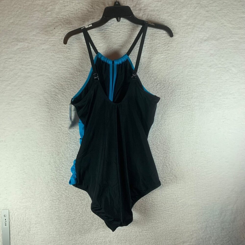 Swim Solutions Women's Ruched Front High Neck One Piece Swimsuit Size 18 NWT - Picture 6 of 10